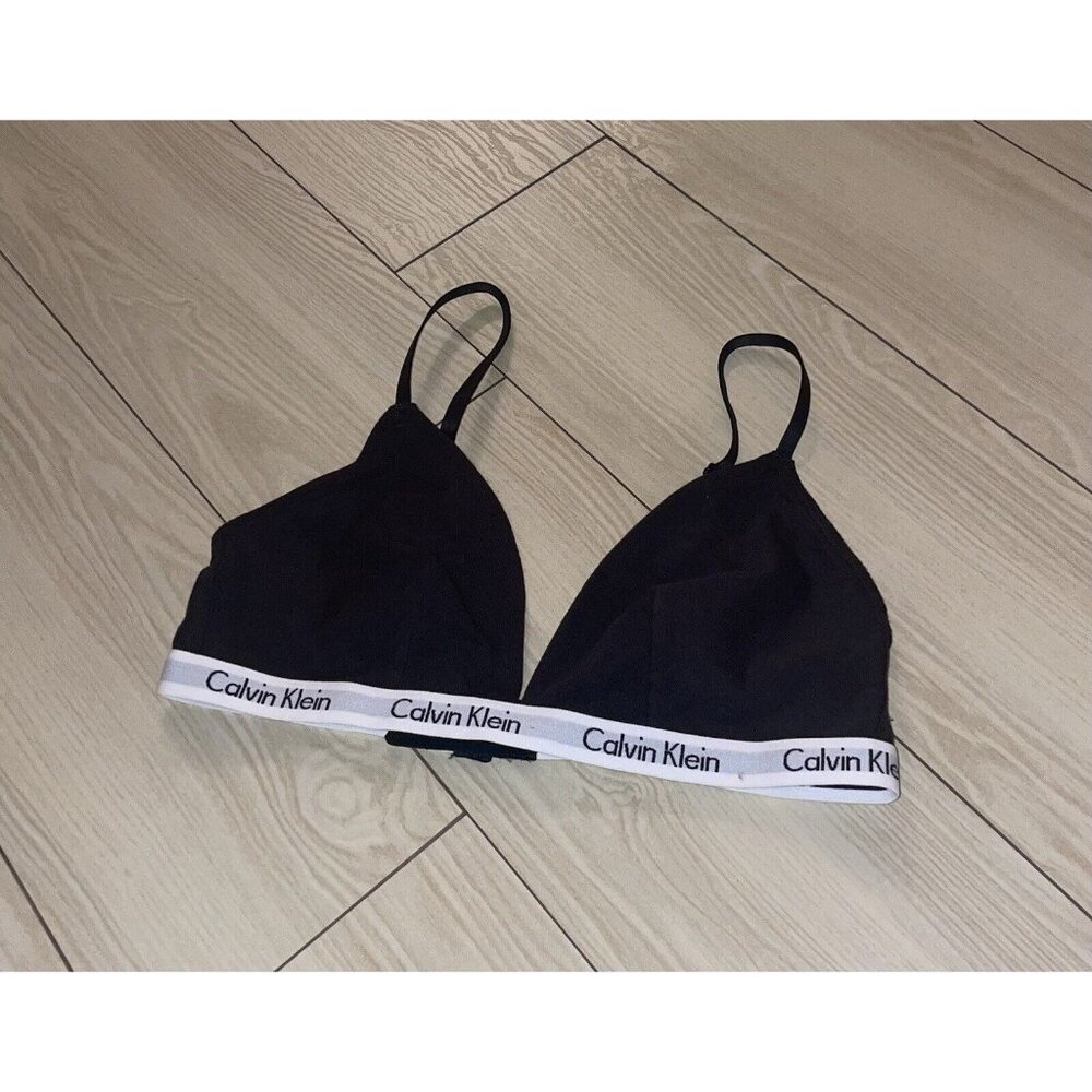 Calvin Klein QP1342O Womens Carousel Triangle Bralette Bra WF M Medium Black New